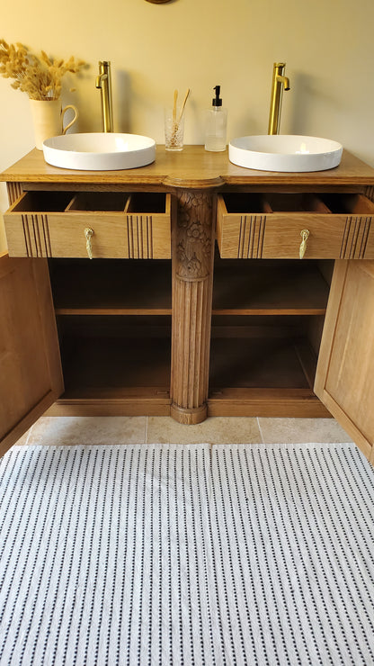 Meuble double vasque Art Déco en chêne massif