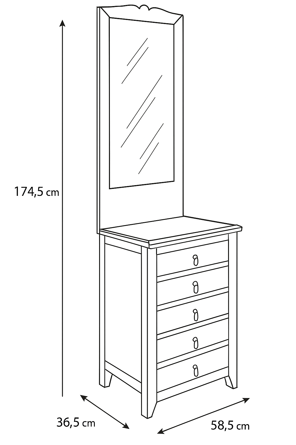 Chiffonnier à miroir vintage